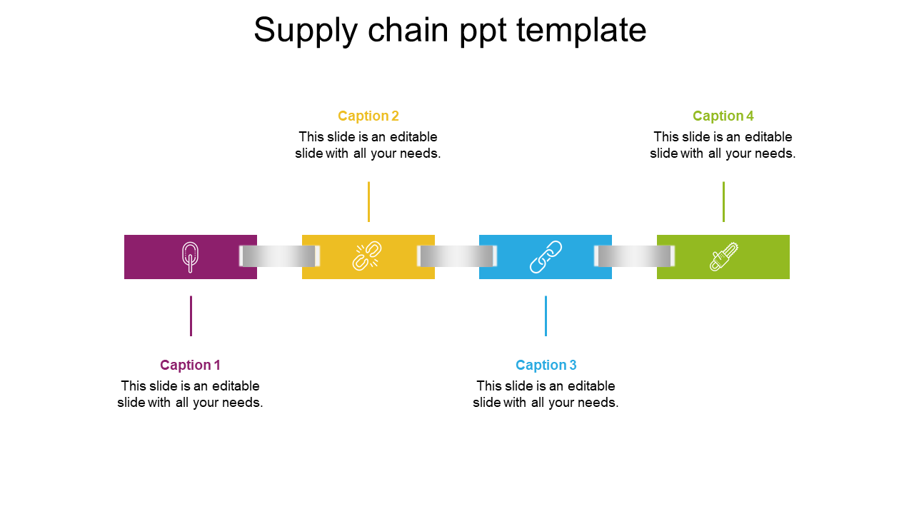 Free - Editable Supply Chain PPT Template With Four Nodes Design